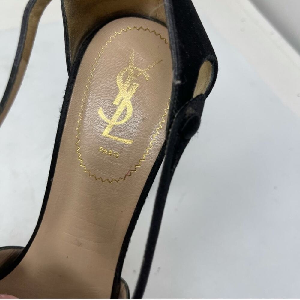 Yves Saint Laurent Vintage black satin platform ultra high heels size 39.5 - Picture 5 of 12